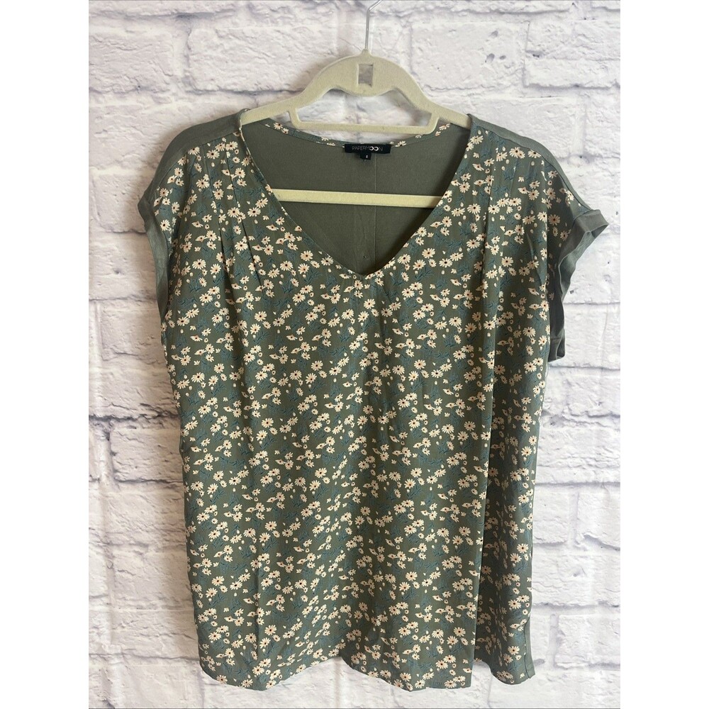 Papermoon Women’s  NWOT  Floral Sleeveless Casual Summer Green Blouse Size Small